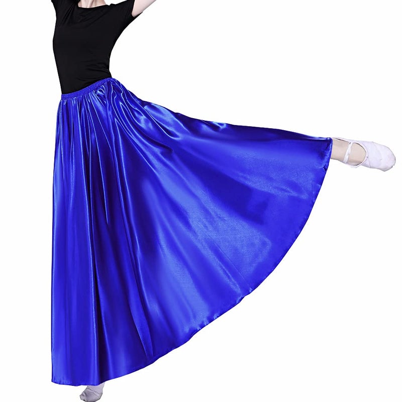 Sancan Women Long Tulle Retro Maxi Shiny Skirt for Belly Dancing Dance Costume Cosplay Holiday Weekend Party Dinner (Blue) - Image 2